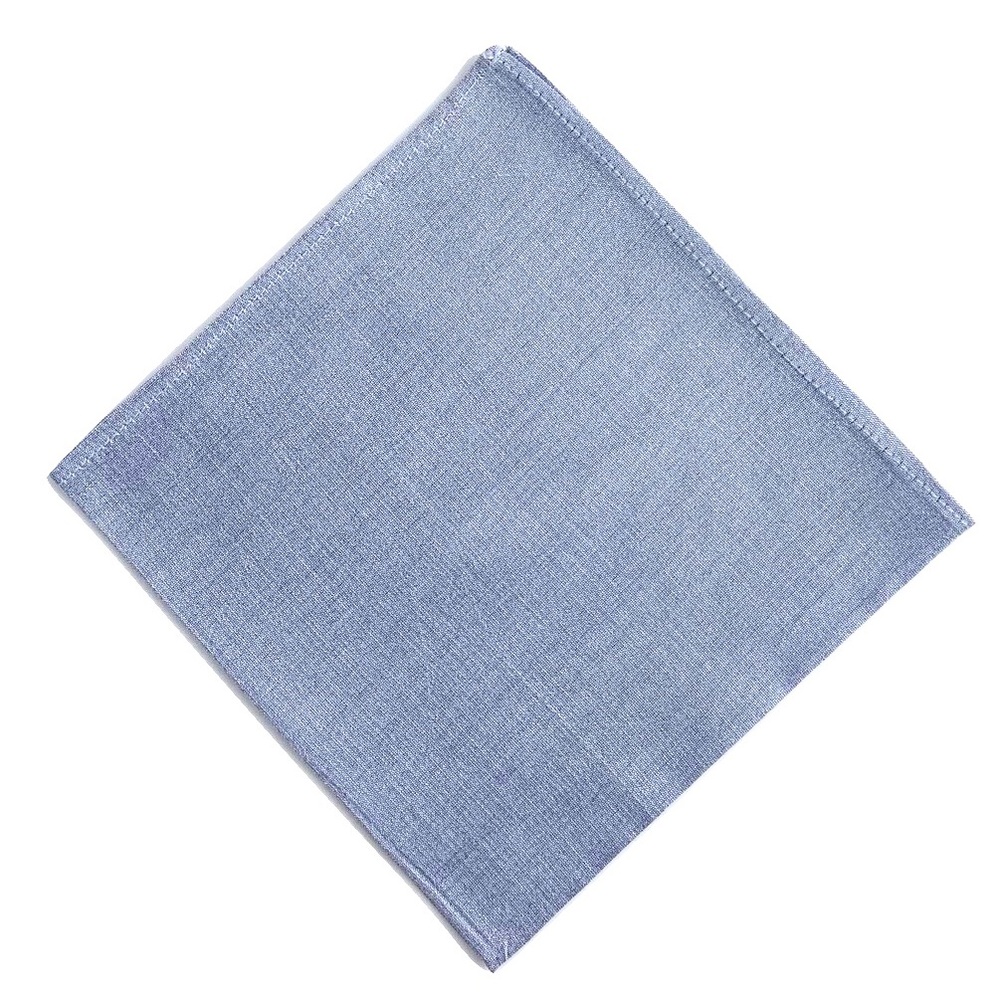 Steel Blue Silk Pocket Square Handkerchief